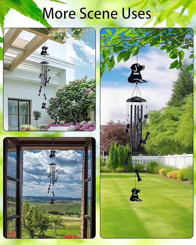 Dog Wind Chimes for Outside, Metal Windchimes Outdoors Clearance with 4 Aluminum Tubes, Garden Patio Yard Home Decor, Dog Gifts for Pet Lovers Women Men Mom Grandma, Unique Festival Birthday Gift