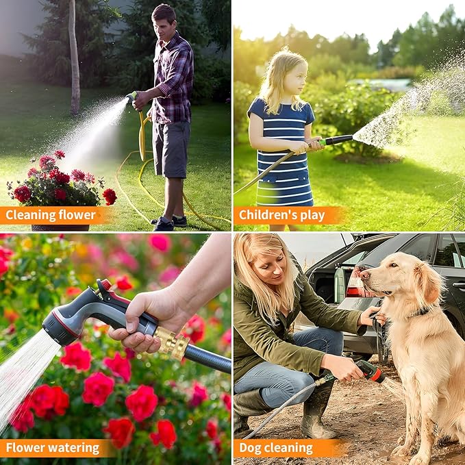 Garden Hose Quick Connect Solid Brass Garden Hose Connector Water Hose Connectors Easy Connect Fittings Standard 3/4 inch GHT, 4 Complete Sets female & Male, Free Washers & Gaskets