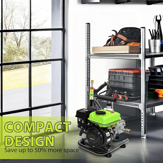 Commercial 3500PSI 2.4GPM 79.7CC Gas Pressure Washer, 2.5 HP Professional Gas Power Washer with 5 Nozzles 25FT Hose Foam Bottle for Car Fence Driveway Yard (EPA/CARB/ETL Compliant), Green