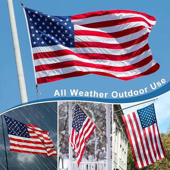XIFAN Premium American Flag 5x8 Outdoor, Heavy Duty 420D Tough Polyester, Long Lasting US Flags for High Wind Outside with Embroidered Stars, Sewn Stripes, 3 Brass Grommets