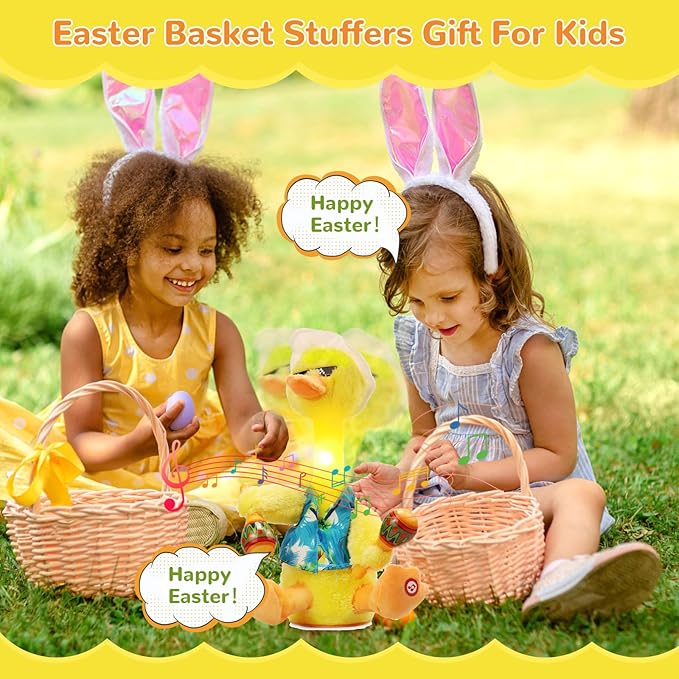 Talking Dancing Duck Toy, Repeating What You Say, Mimicking Toy Dancing Duck Baby Toys for Infants, Singing Duck Stuffed Animal Plush Toys, Baby Toys 6-12 Months Musical Interactive Tummy Time Gifts