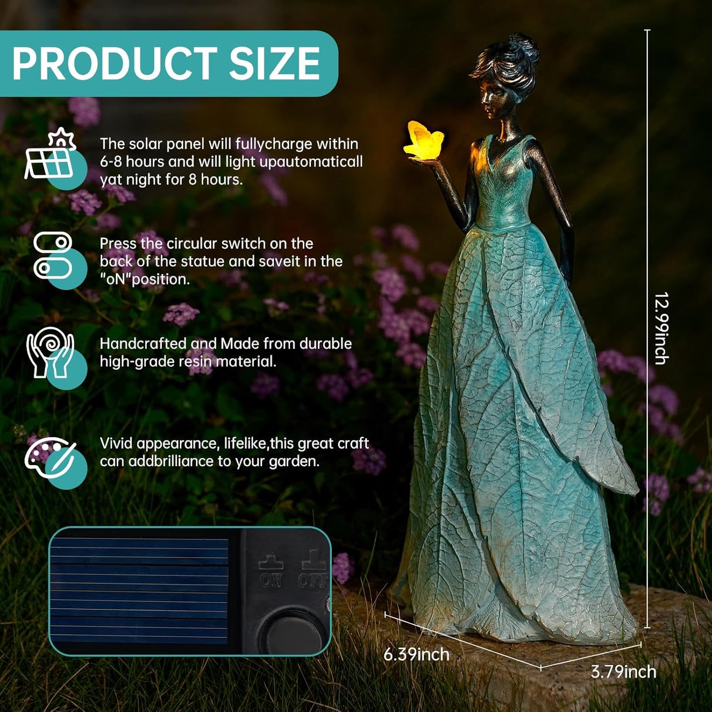 Solar Fairy Statue Collection Home Decoration - Leaf Angel Girls Resin Home Garden Decor for Outside or Inside Rustic Fairy Garden Outdoor Yard Figurines Gifts for Women