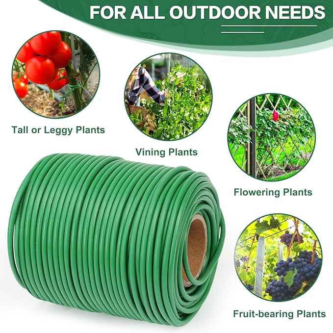 Tenn Well Garden Wire, 164 Feet 3.5mm Soft Plant Ties, Gardening Twist Ties for Climbing Plants, Tomatoes, Climbing Roses, Indoor & Outdoor Plants