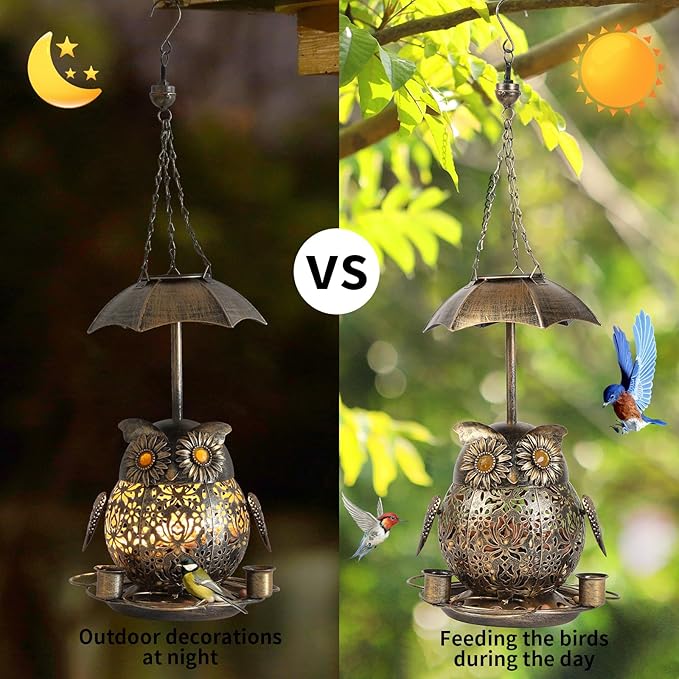 ZQMHJTSolar Bird Feeder,Squirrel Proof Bird feeders for Outdoors,Suitable for attracting Wild Birds Outdoors and Decorating Gardens