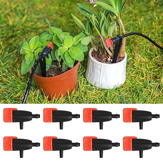 Garden Irrigation Dripper for 1/4" Drip Irrigation Tubing, 35 Pack Adjustable Drip Emitters Succulent Micro Watering Dripper for Individual Shrubs and Trees Irrigation System
