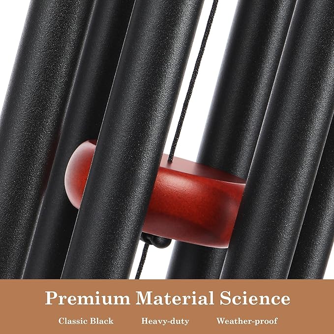 Classic Black Wind Chimes for Outside Soothing Melodic Wind Chime 37" to Create a Zen Atmosphere. Sympathy/Memorial Gift, Indoor Outdoor Garden Patio Decoration