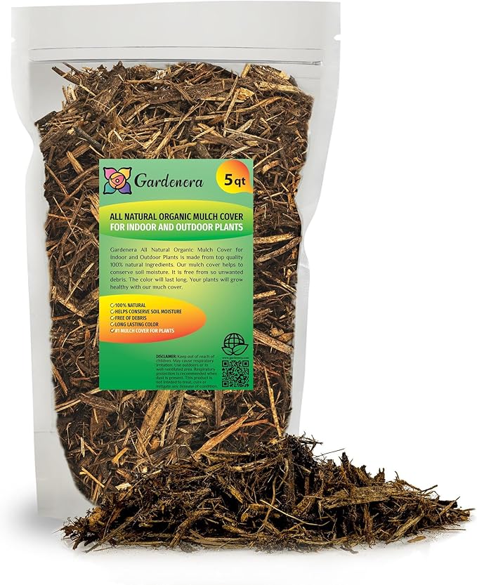 Premium Natural Mulch Cover by Gardenera - Beautify Your Garden and Promote Sustainable Landscaping - 5 QUARTS