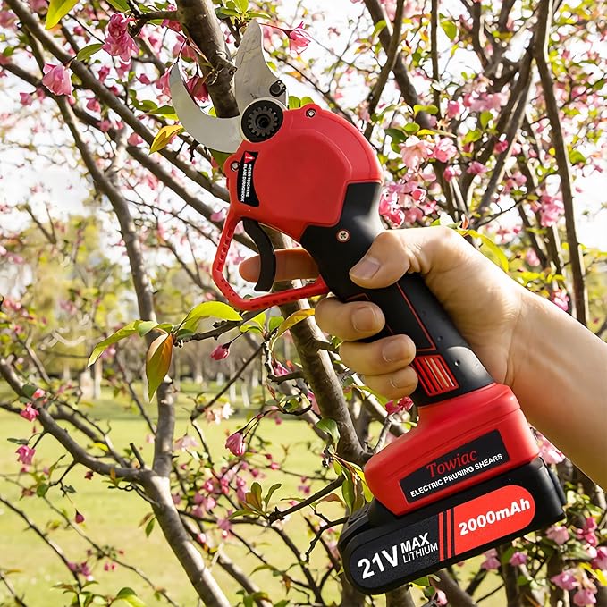 Electric Pruning Shears,Professional Cordless Tree Branch Pruner with 2PCS Lithium Battery and Matching Tools,30mm (1.2″) Cutting Diameter
