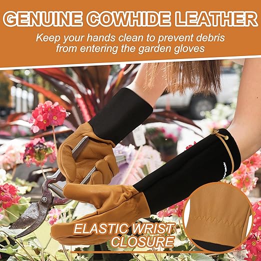 HLDD HANDLANDY Long Gardening Gloves, Thorn Proof Rose Pruning Gloves for Men & Women, Heavy Duty Garden Gloves for Cactus & Blackberry, Great Gift for Gardeners