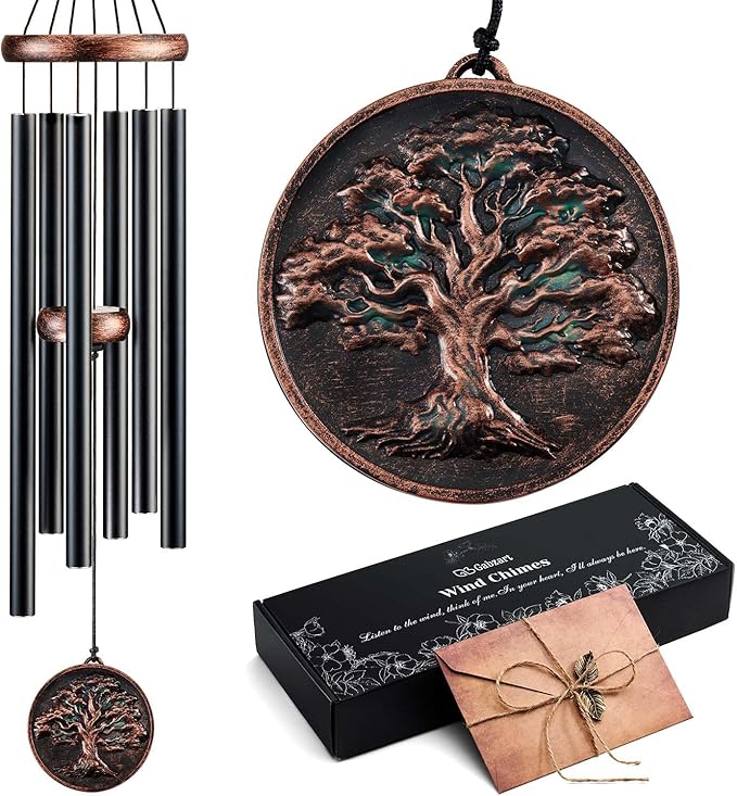 Wind Chimes for Outside, Vintage Tree of Life Deep Tone Wind Chime Outdoor Clearance, Memorial/Festivals/Birthday Gift for Mom Dad Women Grandma, Garden Porch Patio Decor (32" Tree of Life)