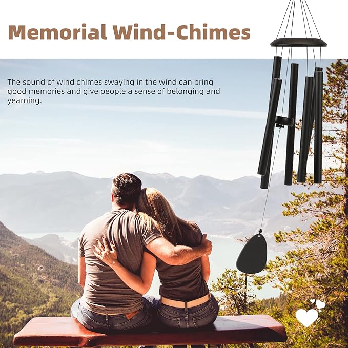 Wind-Chimes-Outdoor-Large-Decor, Deep Tone Soothing Melodic Tones Windchimes, Wind Chimes for Outside, Memorial Wind Chime Best Gift for Mom Women Grandma Neighbors(32" Black)