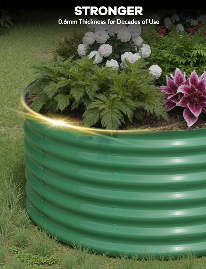 2 Pcs Raised Garden Beds Outdoor 8x4x1.5 ft - Galvanized Steel Planter Box for Vegetables, Flowers, Rust-Resistant Garden Box, Easy Assembly Raised Beds, Durable Planters for Outdoor Plants, Green