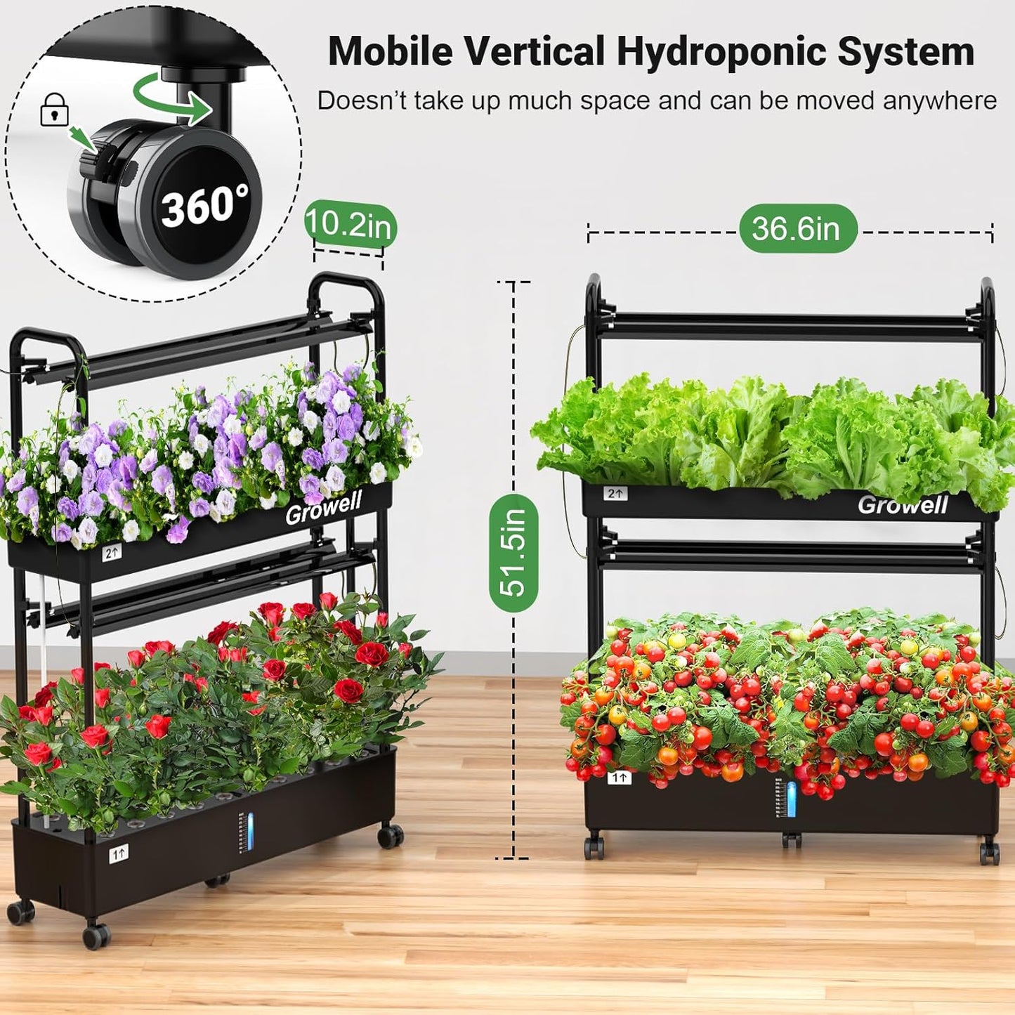 Hydroponics Growing System Kit, 60 Pods Vertical Indoor Garden with LED Grow Light, Auto Circulating Water System & WiFi Smart Plug, Indoor Gardening System for Vegetable Fruit Herb