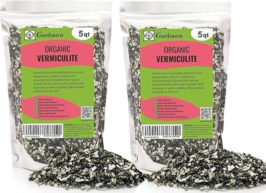 Horticultural Organic Vermiculite for Plants - Medium Grade - Natural Soil Additive for Gardening, Houseplants, Mushrooms, Potted Plants, Hydroponics, Terrariums (10 Quart)