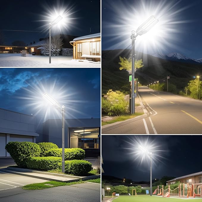 8500W Solar Street Light Outdoor Waterproof, 250000LM Large Commercial Light Solar Powered Dusk to Dawn LED Security Flood Lights with Remote/Motion Sensor, IP67 for Parking Lot/Garden/Yard