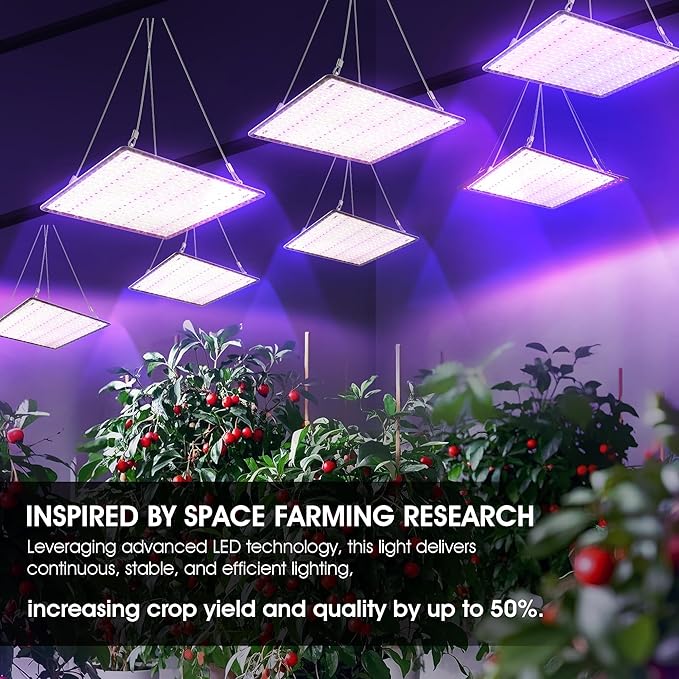 2 Pack LED Grow Light Panel 200W Lamp for Indoor Plants, Sun Like with White Blue Red UV IR LEDs for 4x4ft Coverage Grow Tent Greenhouse Veg and Bloom Seedlings Hydroponics