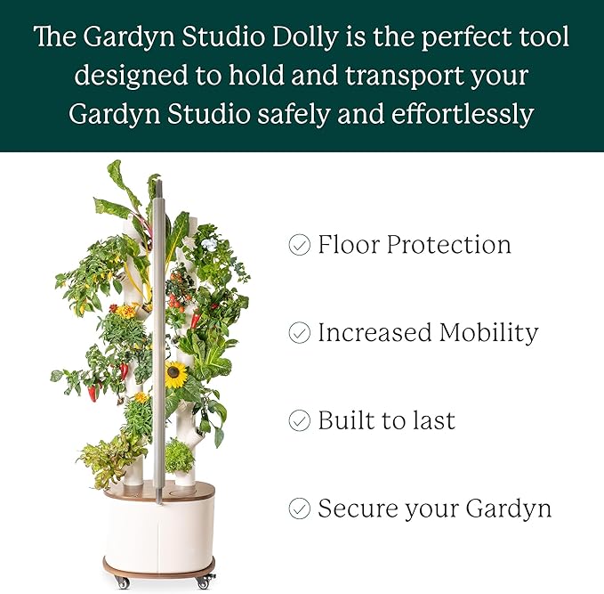 Gardyn Studio Dolly (a Rolling Cart Designed to Make Your Hydroponics Growing System Kit & Indoor Garden Tower Mobile) Easily Move Your Throughout Your Home While Protecting Your Floors