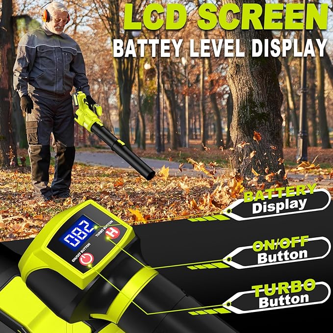 Cordless Leaf Blower, 550CFM (160MPH) Brushless Turbo Blower, 24V High Power Battery Powered Leaf Blowers with 2x4.0Ah Battery & Charger, Electric Blowers Variable Speeds for Lawn&Garden
