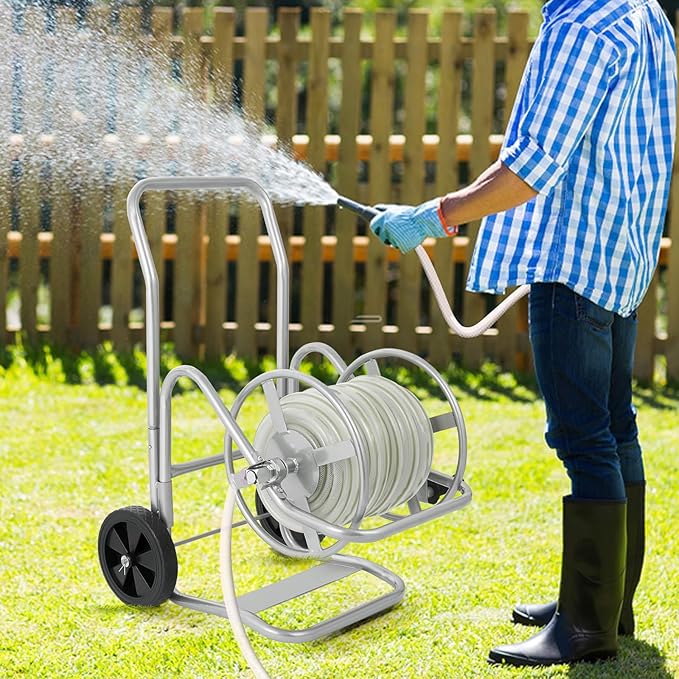 VEVOR Hose Reel Cart, Hold Up to 200 ft of 5/8 in Hose (Hose Not Included), Garden Water Hose Carts Mobile Tools with Wheels, Heavy Duty Powder-Coated Steel Outdoor Planting for Garden, Yard, Lawn