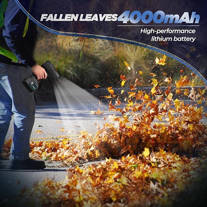 Saker Cordless Leaf Blower Portable Dust Cleaner Handheld Lightweight Blowers 180000 RPM with Adjustable Speed for Patio Cleaning, Drying,Camping Gifts 2 Batteries BF170 Black