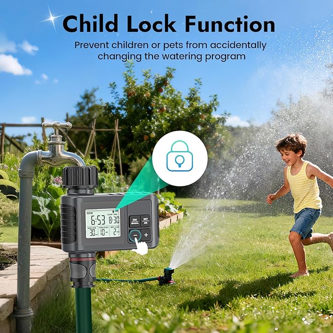 Insoma Water Timer, 1 Zone Outdoor Hose Timer for Garden Faucet with Auto/Manual/Rain Delay Mode, Sprinkler Irrigation Timers for Yard Lawn