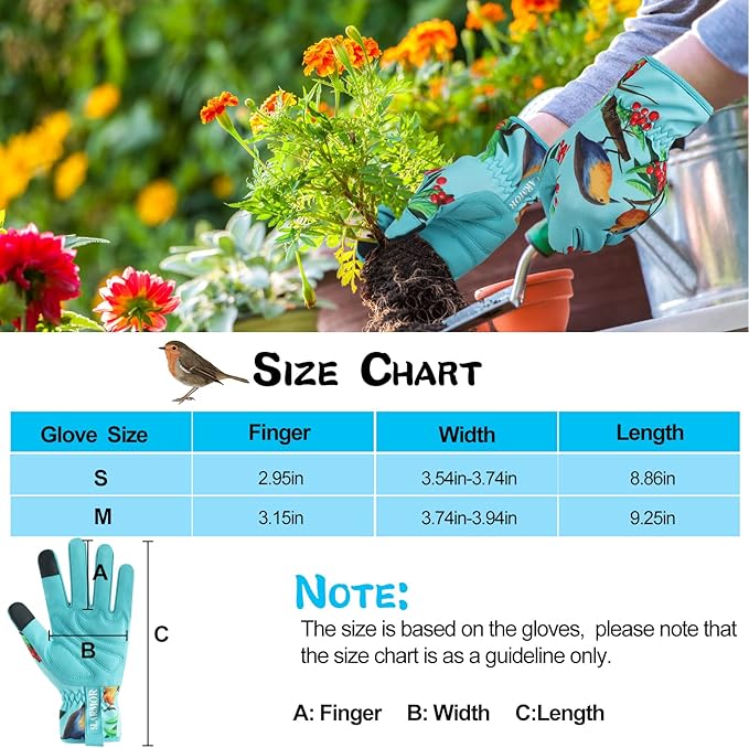Leather-Gardening-Gloves for Women,Thorn-Proof Work-Gloves for Weeding,Digging,Planting,Pruning Yard garden Gloves