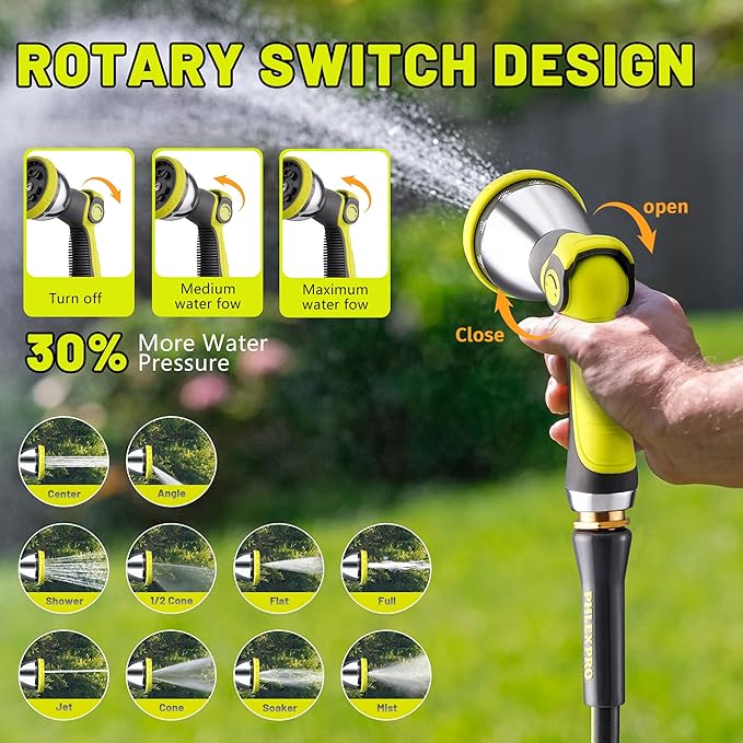 Retractable Garden Hose Reel 1/2 in x 160Ft Extra Long,Heavy Duty Automatic Water Hose Reel Wall Mounted with 10 Pattern Nozzle, Any Length Lock, Slow Return System, 180ยฐSwivel Bracket