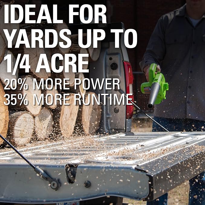 Greenworks 24V (90 MPH / 180 CFM / 150+ Compatible Tools) Cordless Shop Blower, 2.0Ah Battery and Charger Included