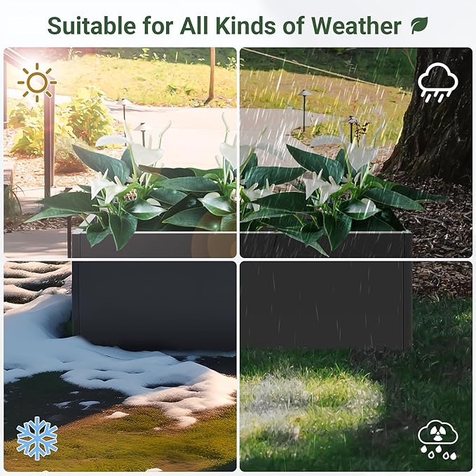 Metal Planter Box 46” x 16” x 16”, Tall Planter Box with Removable Insert Shelf, Black Steel Planter Heavy Duty for Porch, Garden, Patio, Yard