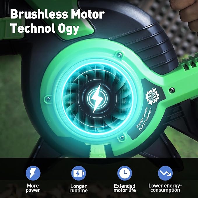 Leaf Blower, 20V Cordless Electric Blower, Leaf Vacuum and Mulcher, with 2 * 4.0Ah Batteries and 1 Fast Charger, Lightweight Leaf Blower for Patio Cleaning, Lawn Care, Blowing Fallen Leaves