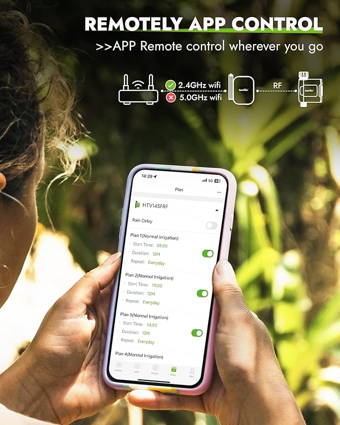 RAINPOINT WiFi Water Timer for Garden Hose, Smart Sprinkler Timer with WiFi Antenna Gateway, Automatic Irrigation Controller, APP Remote Control, Weather-Based Smart Watering, for Lawn, Garden