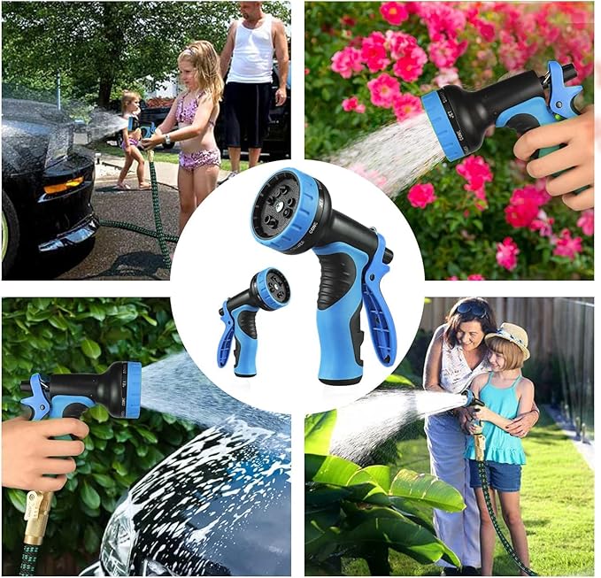 50 ft Expandable Garden Hose - Kink Free Flexible Water Hose 50ft with 10 Pattern Spray Nozzle, 3/4 Solid Brass Connectors, Retractable Latex Core - Lightweight Expanding Hose