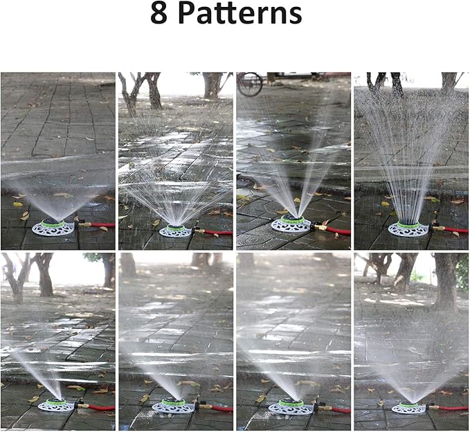 STYDDI Turret Pattern Sprinkler, 8-Pattern Stationary Water Sprinkler on Metal Decorative Base for Watering Small and Large Yards, Lawns, Garden or Odd Shaped Areas, Covers up to 1,225 sq. ft.