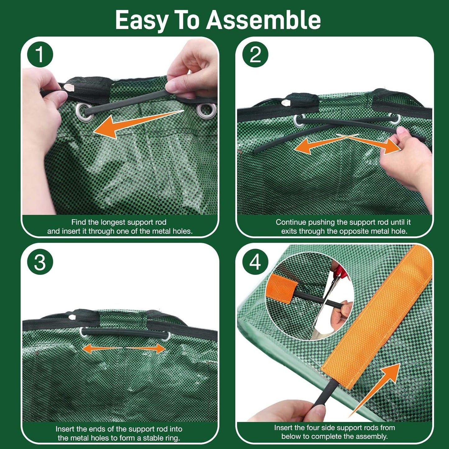 Reusable Yard Waste Bags 3 Packs 32 Gallon Standable Garden Bags for Leaves with Reinforced Carry Handles Heavy Duty Collapsible Yard Waste Containers for Leaves, Lawn Debris & Grass Clippings