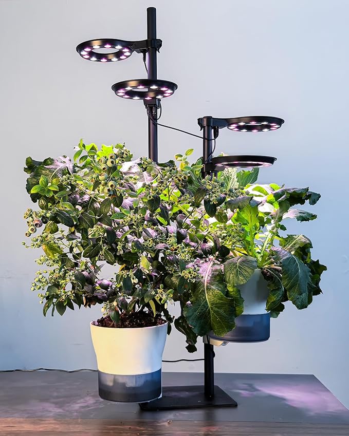 Indoor Plant Hydroponics Growing System Tower Kit with Grow light,Herb Vegetable Indoor Garden Growing System with Standing Floor Tall LED Grow Light,Height Adjustable with Timer & Metal Stand (Large)