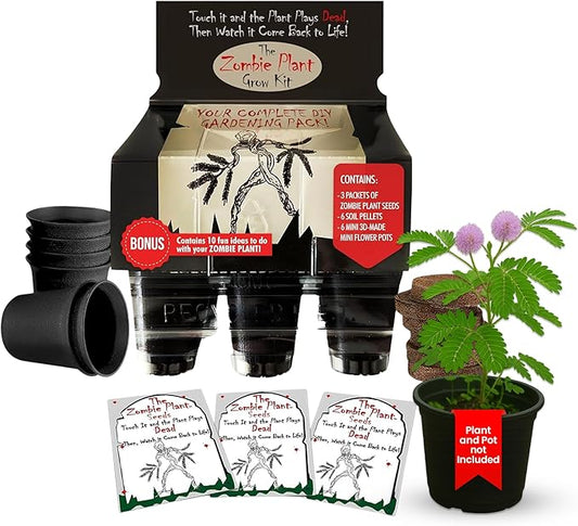 Zombie Plant Greenhouse Grow Kit - Touch It and Watch It Play Dead - Unique Grow Kit to Cultivate a Fun Indoor Plant That Revives in Minutes - Cool Plants and Great for Housewarming Gifts