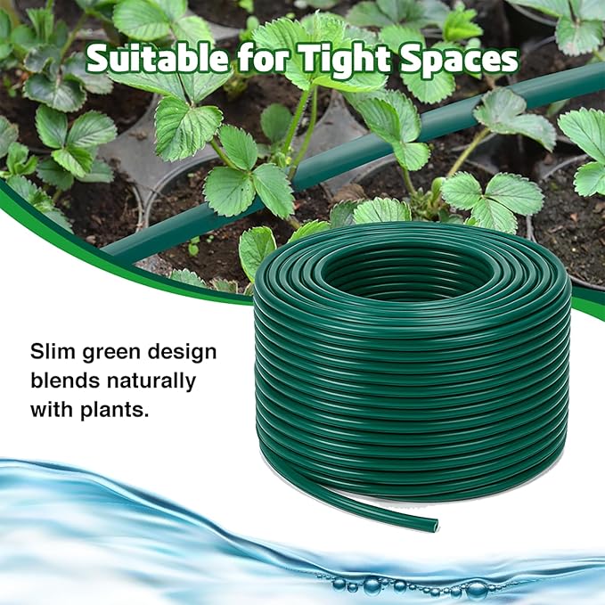 Bonviee 200ft 1/4 inch Drip Irrigation Tubing Blank Distribution Tubing Drip Irrigation Hose Garden Watering Tube Line for Garden Irrigation System-Green