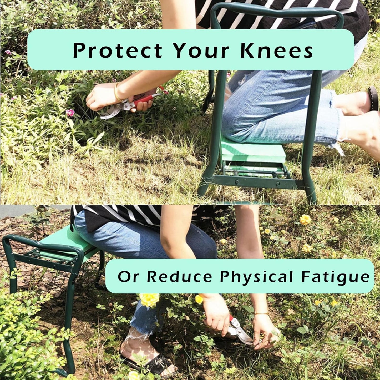 HOSTIC Gardening Workseats Garden Kneeler Seat Portable Foldable Garden Foam Pad Bench with Tool Bag