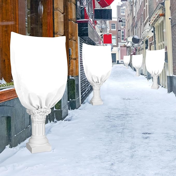 3 Pack Plant Covers Freeze Protection, 19.6" x 39.3" Frost Covers for Outdoor Plants with Drawstring, Plant Covers for Winter Tree Covers Freeze Protection, Winter Cold Weather Shrubs Jacket