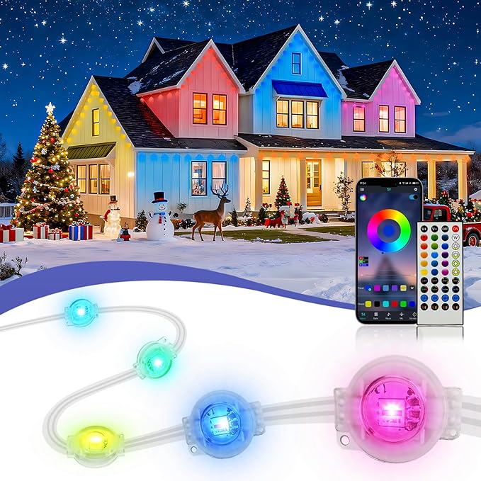 XINKAITE 150ft Permanent Outdoor Lights for House, 2025 Eave Lighting with App/Remote Control, IP67 Waterproof smartlight for Christmas, Halloween, Holiday, Party, Daily