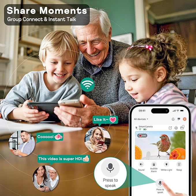 Smart Bird Feeder with Camera for Outside, 2K Ai Camera Feeder Wireless Outdoor, Bird House with Solar Powered Video Live Auto Capture, Watching Gifts for Birds Lovers