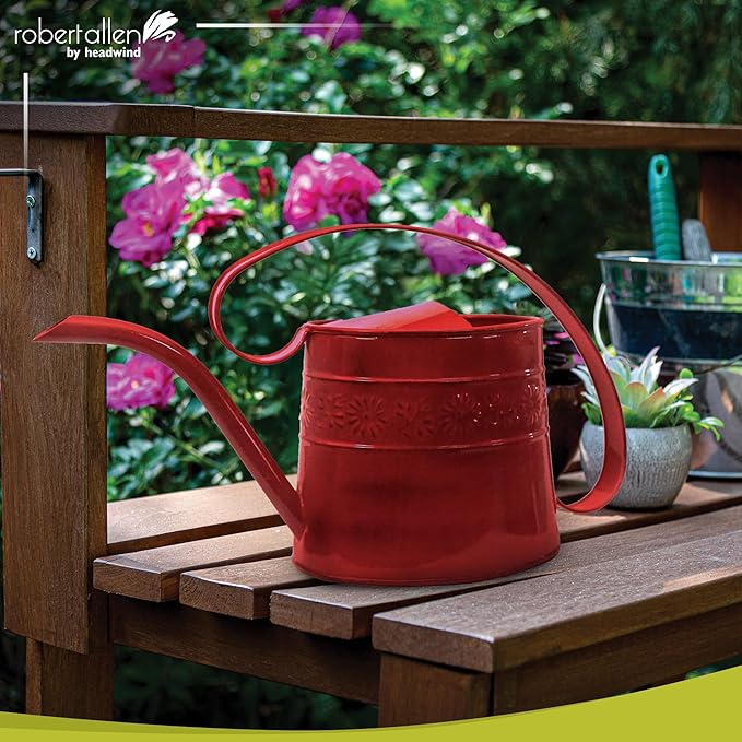 Headwind Willow Cayenne Red 0.5 Gallon Galvanized Decorative Metal Garden Watering Can for Indoor & Outdoor Plant Care โ Vintage Gardening Plant Watering Can by Robert Allen