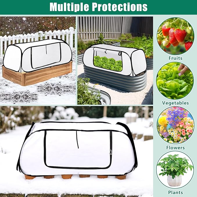 ANGAR Pop Up Winter Garden Covers for Raised Beds, 45" x 22" x 16"Plant Covers Freeze Protection, Garden Rows Greenhouse Raised Bed Cover for Seedlings Vegetable Fruits Rows, Includes 8 Stakes