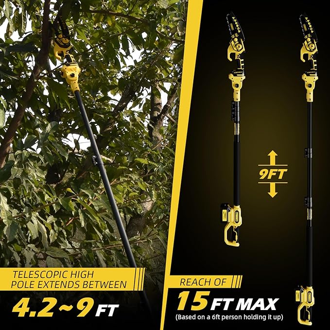 Cordless Pole Saw & Mini Chainsaw 2-in-1, 6-inch Brushless Electric Tree Trimmer,Tree Cutter for Outdoors Pruning & Wood Cutting, Battery Included