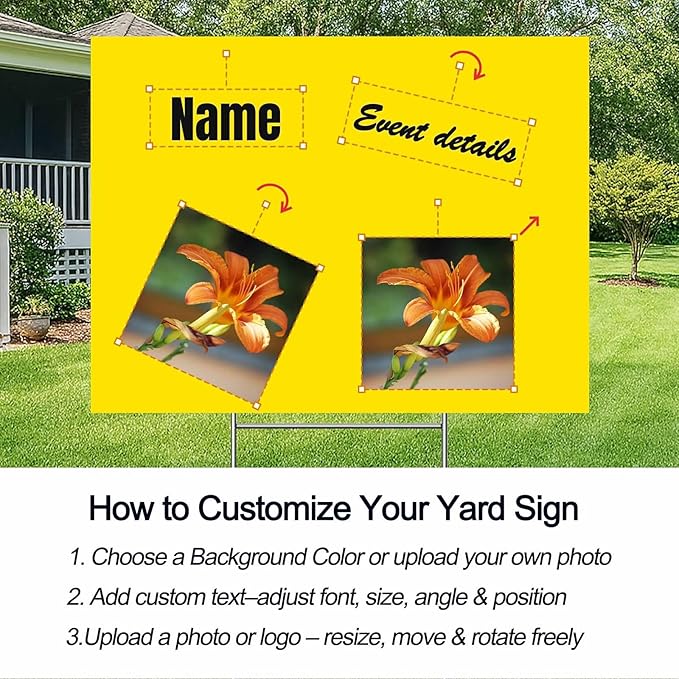 10-Pack Custom Yard Signs with Stakes – 18x24 Personalized Outdoor Directional Signs for Events, Business, and Birthdays – Durable 4mm Weatherproof Corrugated Plastic