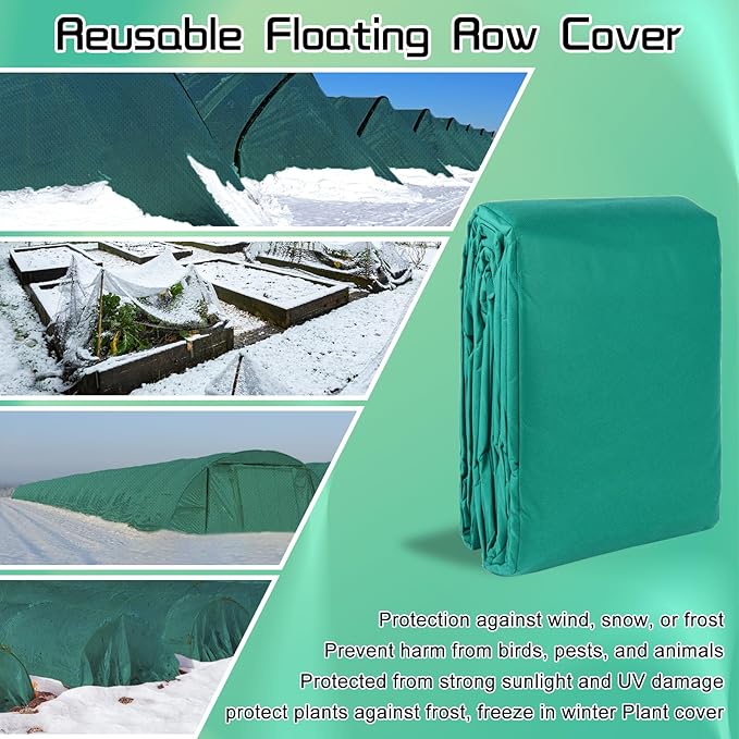 Plant Covers Freeze Protection 10FT x 33FT,Reusable Garden Fabric Floating Row Cover for Greenhouse,1.23 oz/yd² Thick Breathable Plant Blankets Frost Shade Cloth for Clod Winter