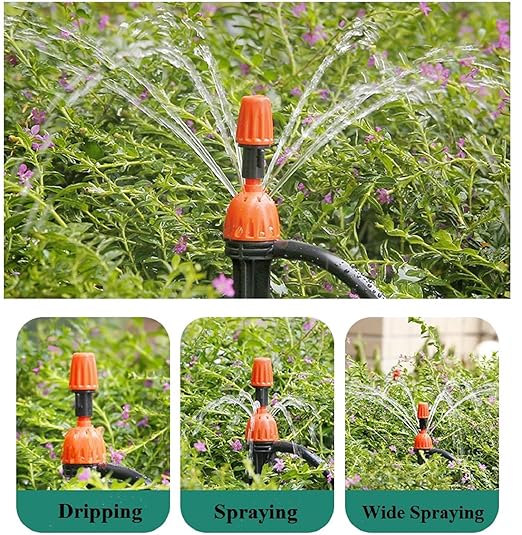 25pcs Drip Irrigation Emitters for 1/4" Irrigation Hose Accessories, Adjustable 360 Degree Water Flow Stake Drippers, Garden Irrigation Drippers for Watering System