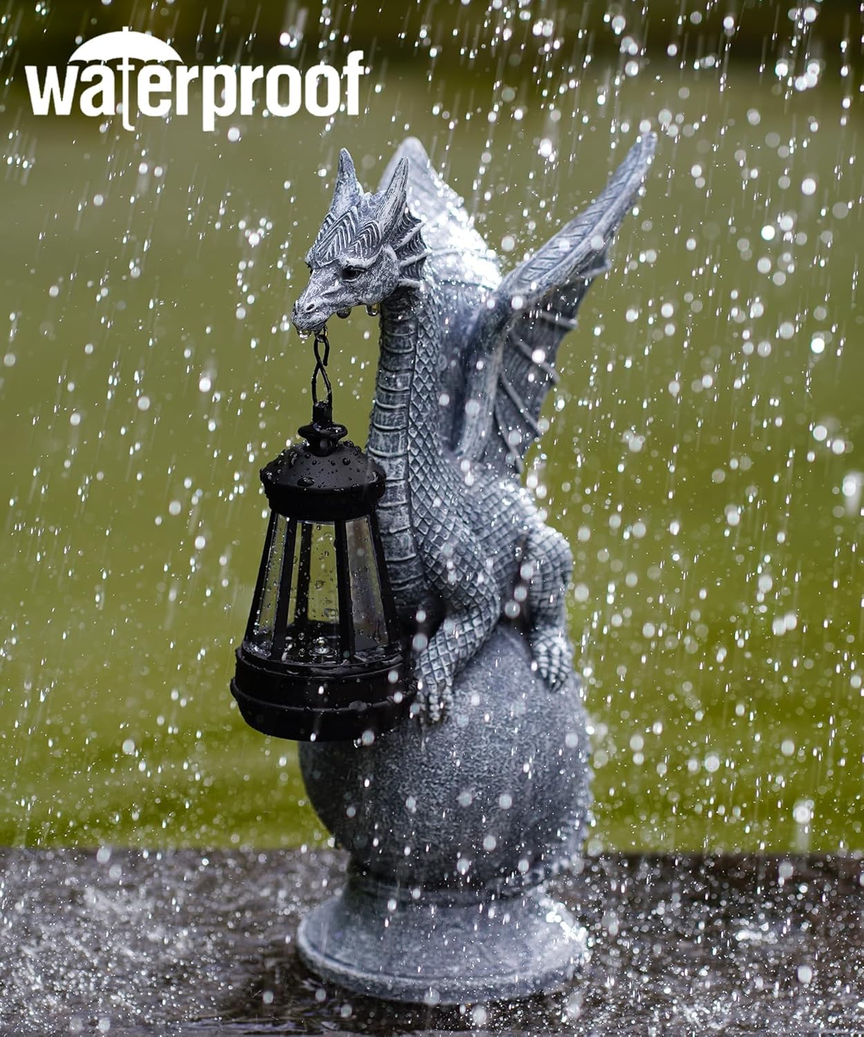 Qeeman Dragon on Ball Statues: Garden Decor Outdoor Decorations Art Figurine for Patio Balcony Yard Lawn