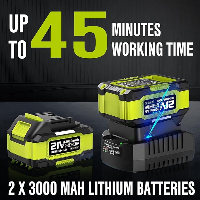 EWORK Cordless Leaf Blower and Hedge Trimmer Combo with 2 x 3.0Ah Batteries, Fast Charger, Electric Leaf Blowers for Lawn Care, 2-in-1 Electric Shrub/Bush Trimmer & Grass Shears