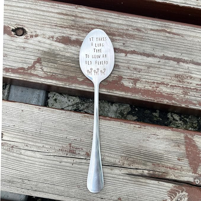 Garden Friendship Gift for Women Gardeners, Plant Marker Stake Label Sign Tag, Gardening Gifts for Woman Plant Lovers, Metal Garden Decoration (Grow an Old Friend-B)